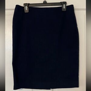 LOFT navy pencil skirt exposed zipper back